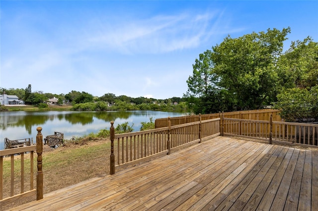 deck with a water view