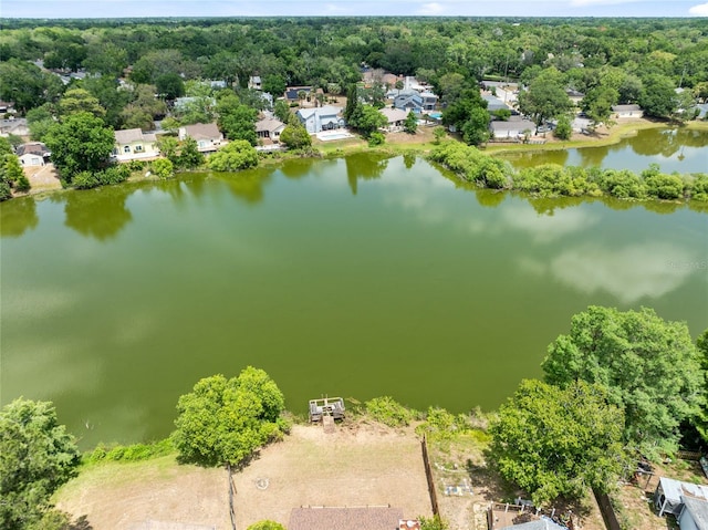 aerial view with a residential view and a water view