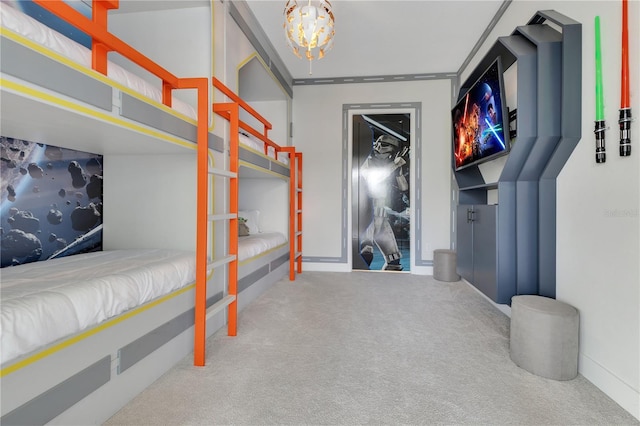 7905 Jacks Club Dr, Kissimmee, FL 34747 - carpeted bedroom featuring a chandelier