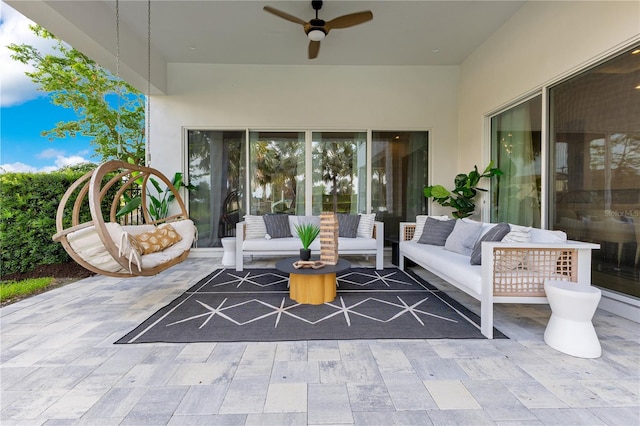 7905 Jacks Club Dr, Kissimmee, FL 34747 - view of patio / terrace with an outdoor living space and a ceiling fan