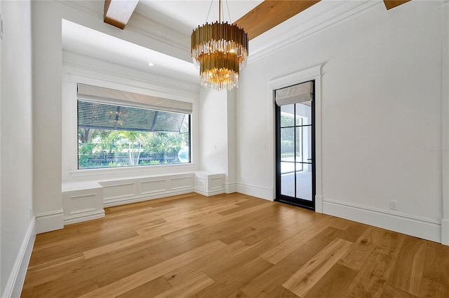 5525 Isleworth Country Club Dr, Windermere, FL 34786 - empty room with light wood-style flooring, a chandelier, and plenty of natural light