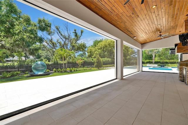 5525 Isleworth Country Club Dr, Windermere, FL 34786 - view of patio featuring ceiling fan, an outdoor pool, fence, and view of scattered trees