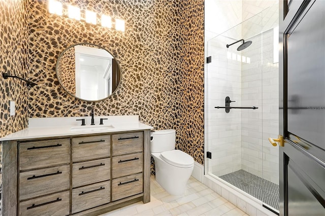 5525 Isleworth Country Club Dr, Windermere, FL 34786 - bathroom featuring toilet, a shower stall, and vanity