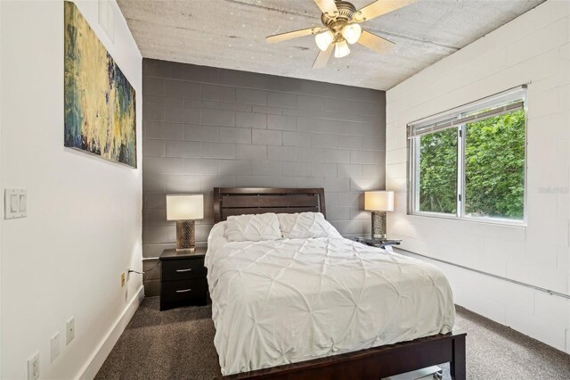 bedroom featuring carpet floors and ceiling fan