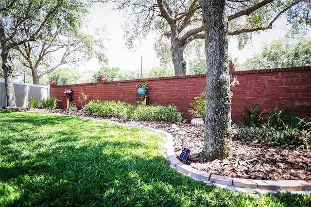 view of yard featuring a fenced backyard