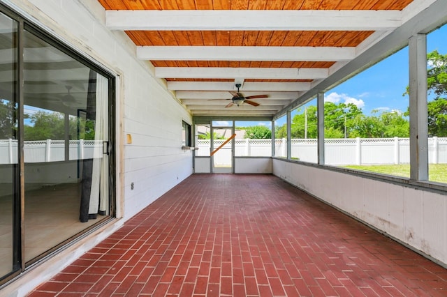 3379 Monika Cir, Orlando, FL 32812 - unfurnished sunroom with a ceiling fan and beam ceiling