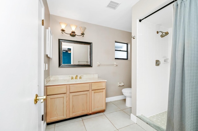 3379 Monika Cir, Orlando, FL 32812 - bathroom featuring tile patterned flooring, vanity, toilet, curtained shower, and visible vents
