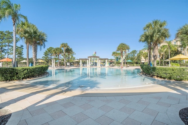 pool with a pergola