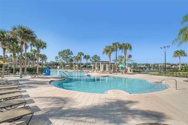 pool featuring a patio area