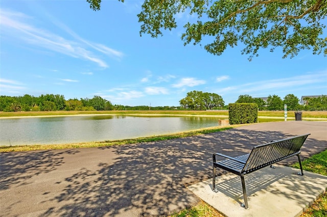 view of property's community with a water view