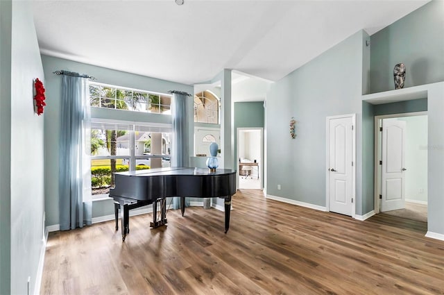 633 Lakehaven Cir, Orlando, FL 32828 - living area with wood finished floors, a high ceiling, and baseboards