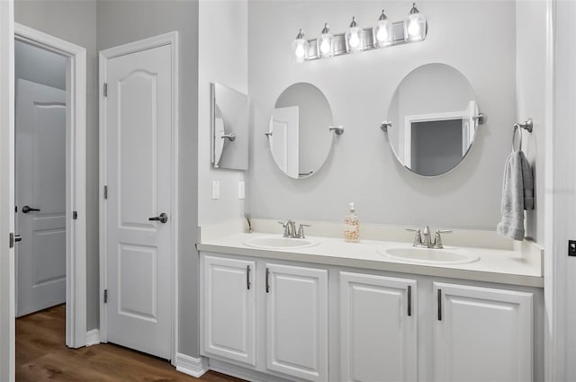 633 Lakehaven Cir, Orlando, FL 32828 - bathroom featuring wood finished floors and double vanity