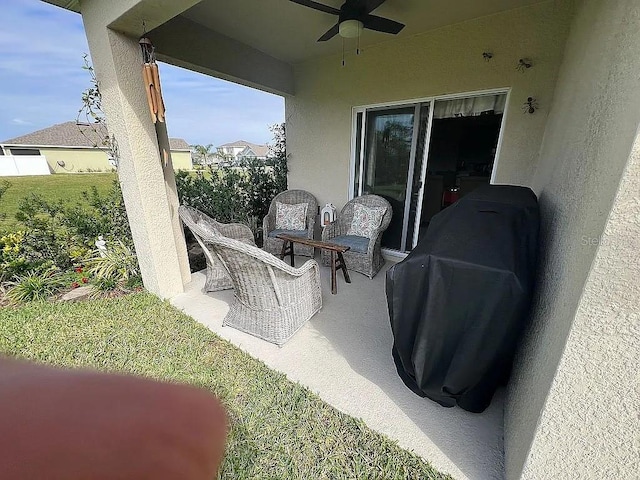 2711 Neverland Dr, New Smyrna Beach, FL 32168 - view of patio featuring ceiling fan
