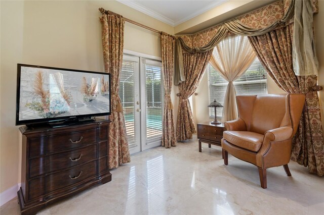 2232 Lake Vilma Dr, Orlando, FL 32835 - living area featuring ornamental molding and a wealth of natural light