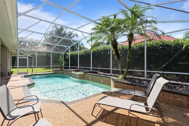 2232 Lake Vilma Dr, Orlando, FL 32835 - pool featuring a hot tub, a patio area, and glass enclosure