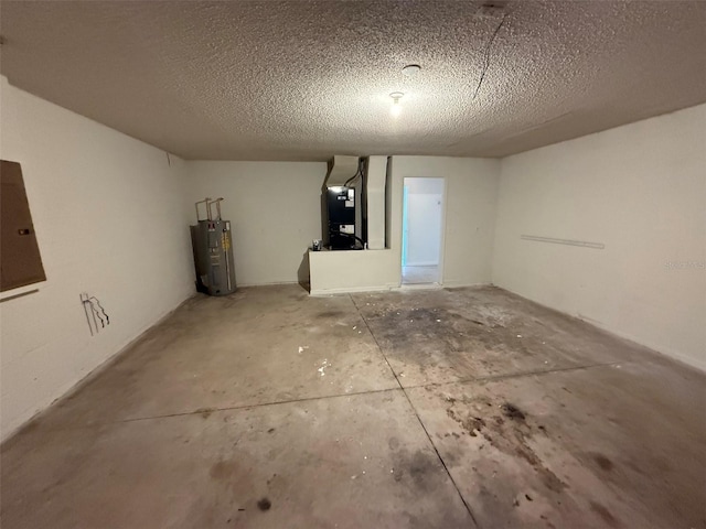 garage with heating unit and electric water heater