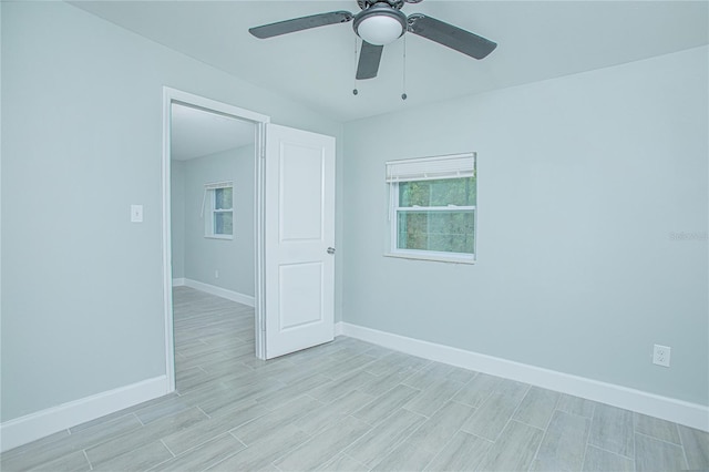 2501 Stratford Dr, Cocoa, FL 32926 - empty room with baseboards, ceiling fan, and light wood finished floors