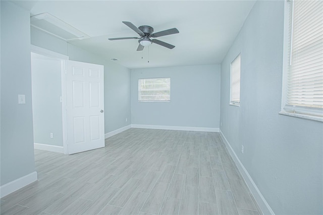 2501 Stratford Dr, Cocoa, FL 32926 - unfurnished room featuring a ceiling fan, light wood finished floors, and baseboards
