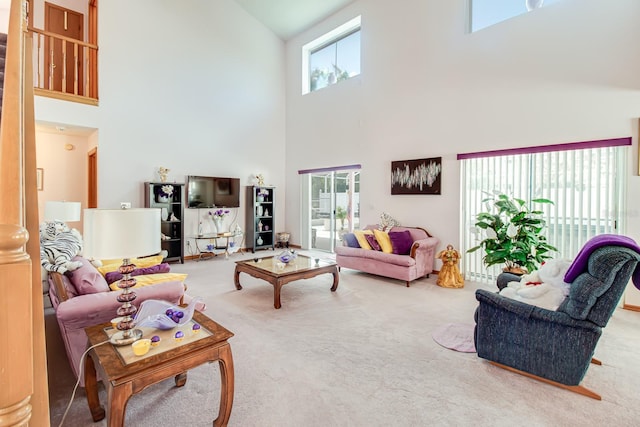2712 Rolling Broak Dr, Orlando, FL 32837 - living area featuring high vaulted ceiling and carpet flooring