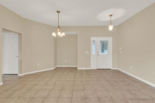 26807 Bull Run, Leesburg, FL 34748 - foyer with a chandelier, baseboards, and light tile patterned flooring
