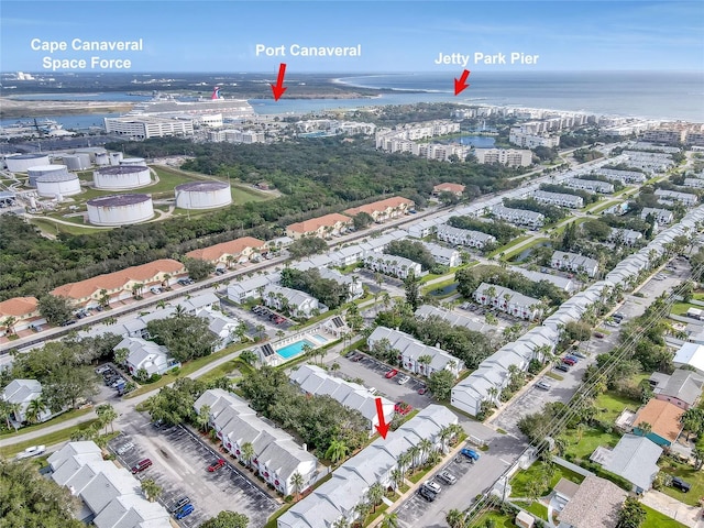 136 Beach Park Ln Unit 35, Cape Canaveral, FL 32920 - aerial overview of property's location with a large body of water