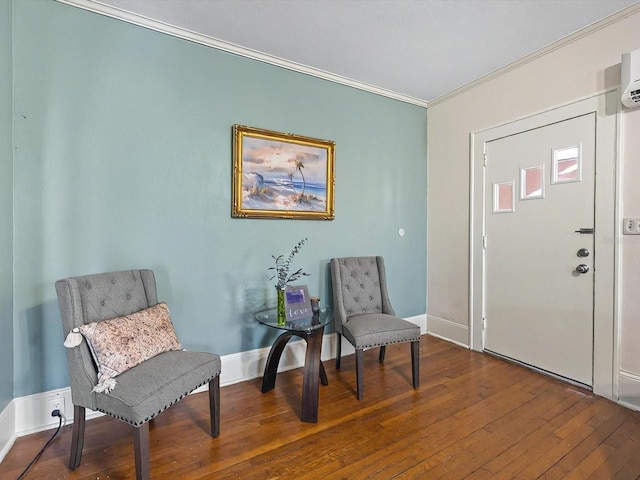 16 E Orange St, Davenport, FL 33837 - living area with baseboards, ornamental molding, and hardwood / wood-style flooring