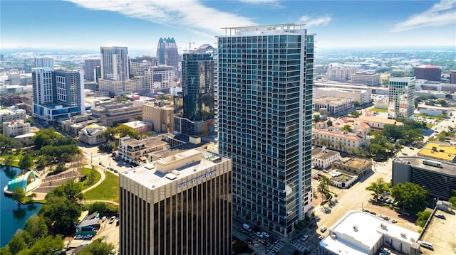 property's view of city with a water view