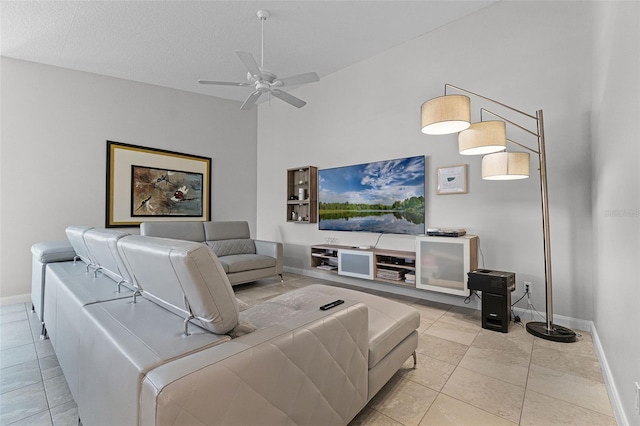 11908 Delfina Ln, Orlando, FL 32827 - living area with baseboards, light tile patterned flooring, and ceiling fan