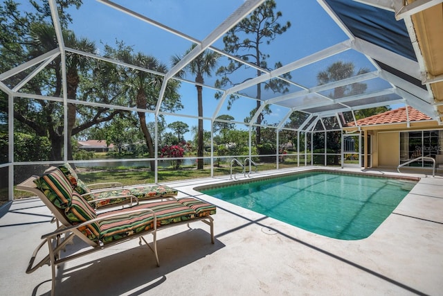 8202 Shadow Pine Way, Sarasota, FL 34238 - swimming pool with a patio area, a water view, and a lanai