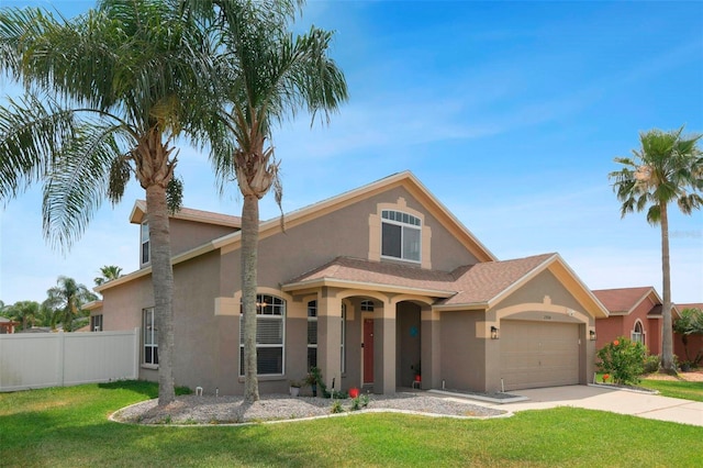 29704 Eagle Station Dr, Wesley Chapel, FL 33543 - traditional home with stucco siding, an attached garage, and concrete driveway