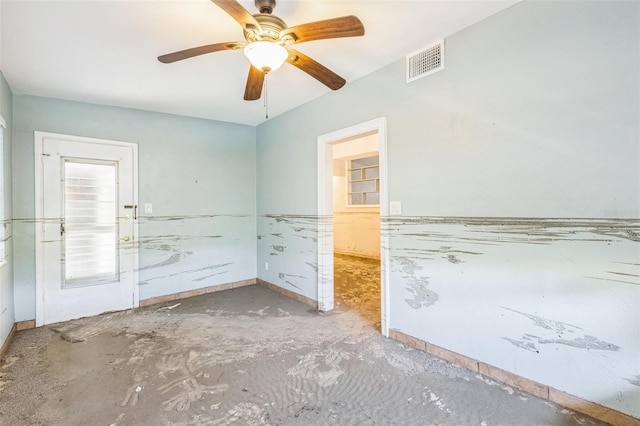15406 2nd St E, Madeira Beach, FL 33708 - empty room with baseboards, a ceiling fan, and visible vents