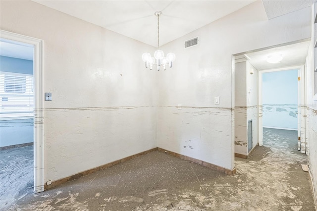 15406 2nd St E, Madeira Beach, FL 33708 - interior space featuring visible vents, baseboards, and a chandelier