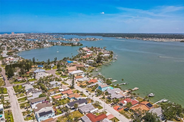 15406 2nd St E, Madeira Beach, FL 33708 - bird's eye view featuring a water view and a residential view
