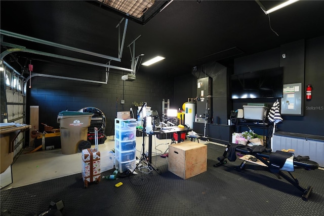 23533 Valderama Ln, Sorrento, FL 32776 - garage featuring a garage door opener, radiator, water heater, and heating unit