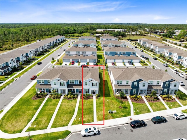 drone / aerial view with a residential view