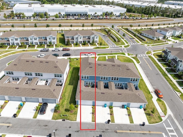 aerial view with a residential view