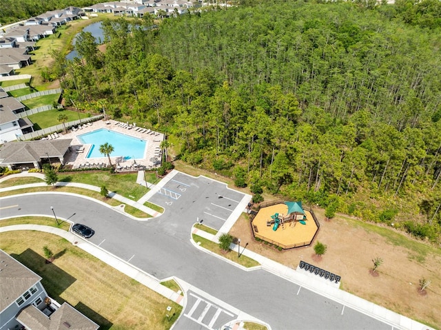 aerial view featuring a view of trees