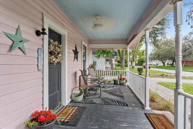 deck with a porch