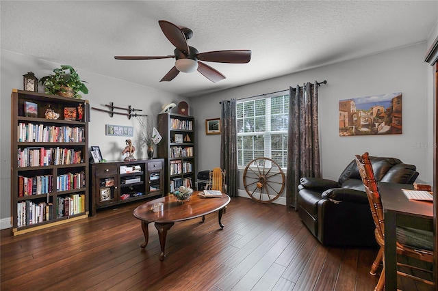 913 Bending Oak Trl, Winter Garden, FL 34787 - living area with a ceiling fan, hardwood / wood-style flooring, and a textured ceiling