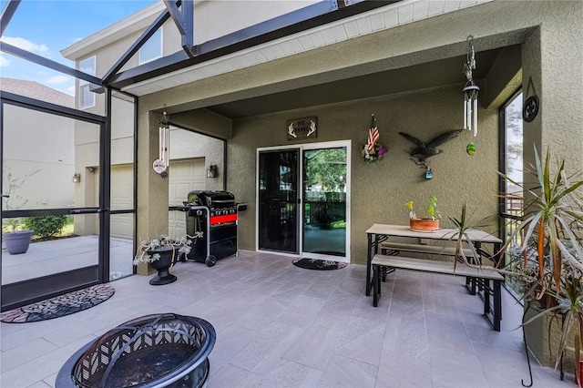 913 Bending Oak Trl, Winter Garden, FL 34787 - view of patio / terrace featuring glass enclosure and grilling area