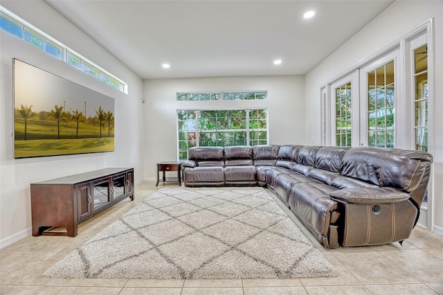 14003 Hampshire Bay Cir, Winter Garden, FL 34787 - living area with recessed lighting, baseboards, and light tile patterned floors