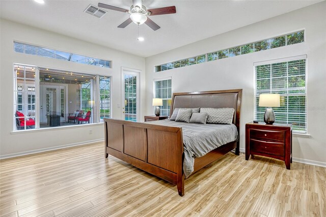 14003 Hampshire Bay Cir, Winter Garden, FL 34787 - bedroom featuring visible vents, recessed lighting, light wood-style flooring, and baseboards