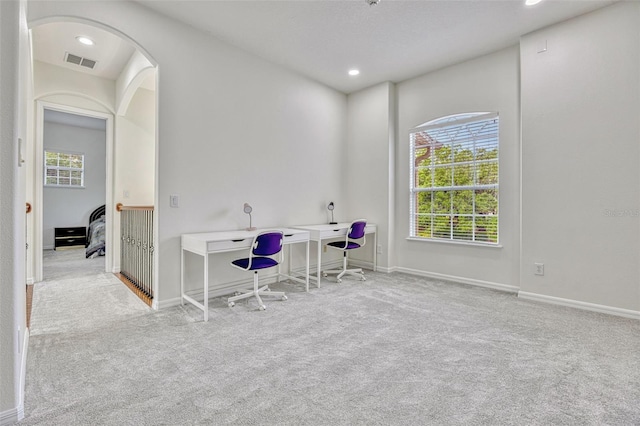 14003 Hampshire Bay Cir, Winter Garden, FL 34787 - carpeted home office with baseboards, recessed lighting, and visible vents