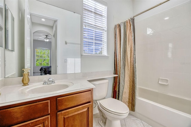 14003 Hampshire Bay Cir, Winter Garden, FL 34787 - full bath with ceiling fan, tile patterned flooring, vanity, toilet, and shower / tub combo