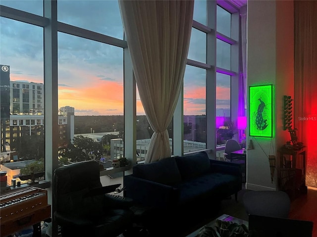 interior space with a view of city