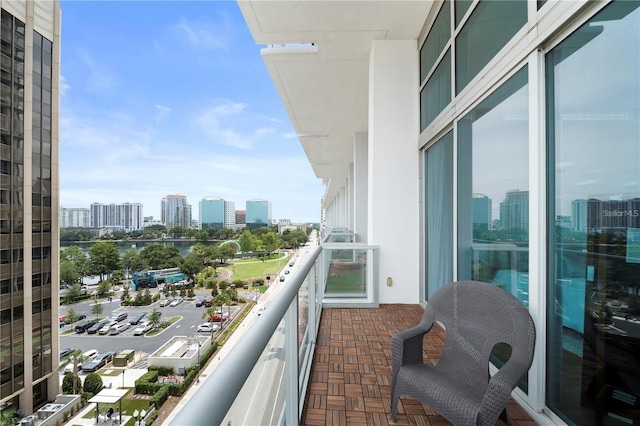 balcony featuring a city view