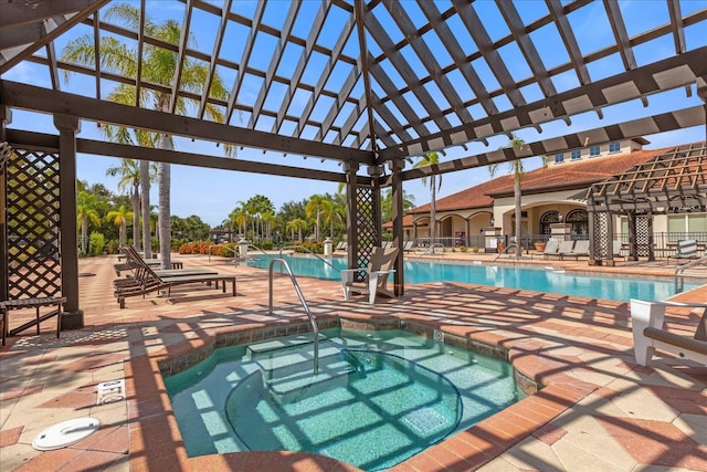 1031 Marcello Blvd, Kissimmee, FL 34746 - community pool featuring a gazebo, a hot tub, and a patio area
