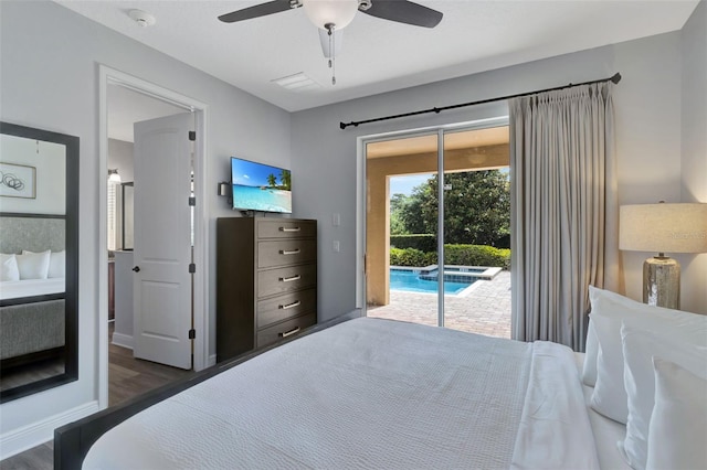 7519 Marker Ave, Kissimmee, FL 34747 - bedroom with ceiling fan, wood finished floors, baseboards, and access to exterior