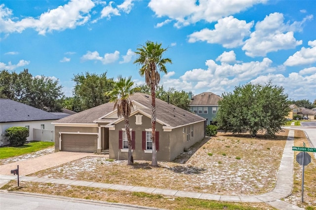 807 Ayden Oak Ln, Ocoee, FL 34761 - view of front of house featuring roof with shingles, stucco siding, an attached garage, and driveway