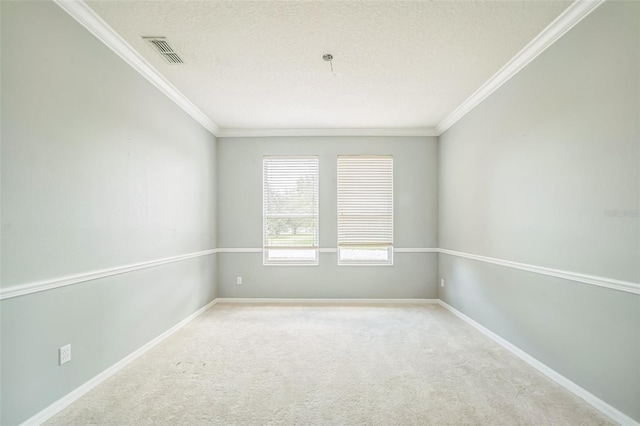807 Ayden Oak Ln, Ocoee, FL 34761 - carpeted empty room featuring ornamental molding, a textured ceiling, and visible vents